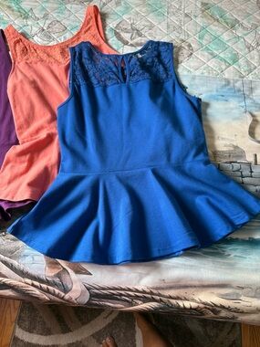 Set of 5 Peplum Tops with Lace (Express & other brands)